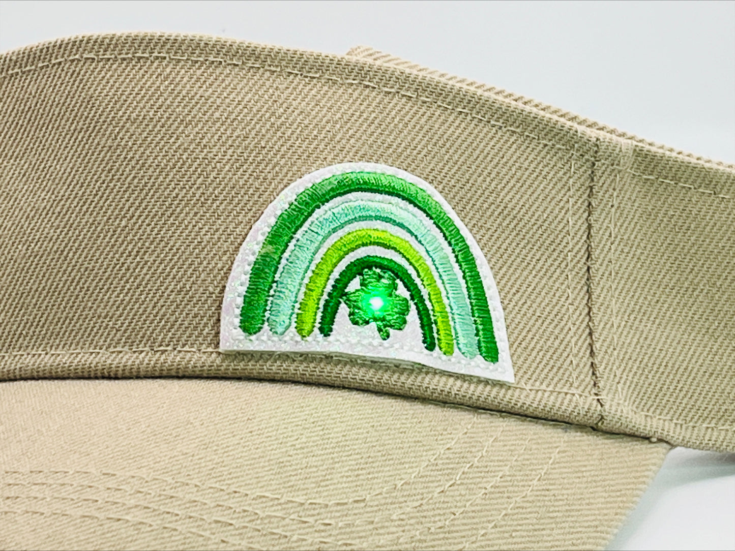 Illuminated Shamrock Under A "Ranbow" Patch >>> On A Kelly Green or Khaki Visor